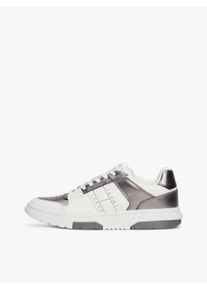 Tommy Jeans Damen Plateausneaker "THE BROOKLYN METALLIC", Gr. 41, grau, Leder, Lederimitat, unifarben mit Farbeinsatz, sportlich, Schuhe,
