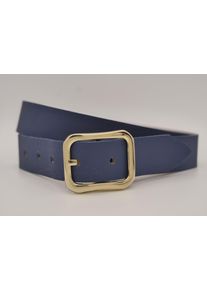 AnnaMatoni Damen Ledergürtel, blau, casual, Gr. 80, unifarben, Rindsleder, Gürtel, mit goldener Schließe