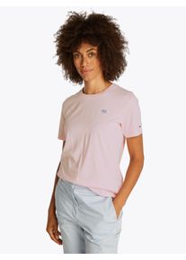 Tommy Hilfiger Damen T-Shirt "REG CONTRAST FLAG SS TEE", rosa, casual, Gr. XS, unifarben, Single Jersey, Obermaterial: 100% Baumwolle, Shirts, mit