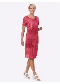 Classic Basics Damen Druckkleid "Kleid", rot, Gr. 44, gemustert, mehrfarbig, gepunktet, 100% Polyester, Kleider