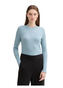 Damen Langarmshirt, rosa, casual, Gr. XL, Tom Tailor Denim, unifarben, Rippware, Obermaterial: 93% Baumwolle, 7% Elasthan, Shirts, mit gewelltem Saum