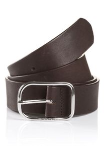 Tom Tailor Damen Ledergürtel "TTHelen", braun, klassisch, Gr. 85, unifarben, Rindsleder, Gürtel, mit Logoschriftzug auf der Schließe