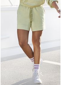 FCUK Damen Sweatshorts, Gr. 32, grün, Sweatware, Obermaterial: 60% Baumwolle, 40% Polyester, modisch, Hosen, mit Längsteilungsnaht und