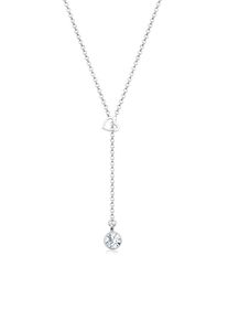 Elli Damen Collierkettchen "Y-Halskette Herz Glass Kristalle Weiß 925 Sterling Silber", 40,mit Steinen, Silber 925 (Sterlingsilber), L: 40cm, silber,