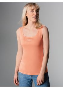 TRIGEMA Damen Tanktop "TRIGEMA Trägershirt mit Kristallsteinen", rot, casual, Gr. L, 95% Baumwolle, 5% Elastan, Tops