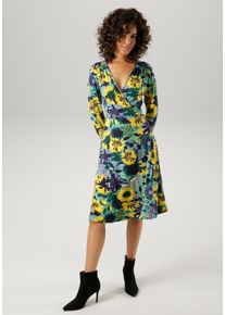 Aniston CASUAL Damen Jerseykleid, bunt, feminin, Gr. 40, bedruckt, geblümt, Single Jersey, Obermaterial: 95% Viskose, 5% Elasthan, Kleider, mit
