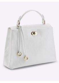Heine Damen Henkeltasche, weiß, Leder, unifarben, Taschen