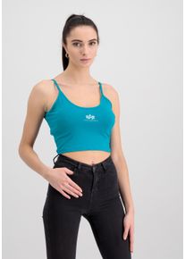 Damen Muscleshirt "Alpha Industries Women - Tanks Basic Crop-Top SL Women", blau, Gr. M, Alpha Industries, Obermaterial: 95% Baumwolle, 5% Elastan,