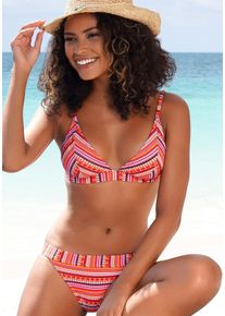 Lascana Damen Triangel-Bikini, orange, Gr. 34, gestreift, metallisierte Fasern, Glitzerstreifen, Polyamid, Bikini-Sets, mit glitzernden Streifen