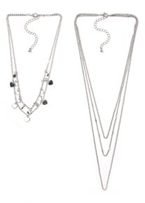 Firetti Damen Ketten-Set "teilweise mit Herzen und runden Anhängern, mehrreihig, einzeln tragbar", Metall, L: 45,5cm-53,5cm, grau, Metall, Halsketten