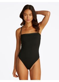 Damen Badeanzug "STRAIGHT ONE PIECE", schwarz, casual, Gr. M, Tommy Hilfiger Swimwear, unifarben, Polyamid, Badeanzüge, im Bandeau-Stil, mit