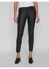 Vila Damen Stretch-Hose "VICOMMIT", schwarz, modisch, Gr. M, beschichtet, Web, Obermaterial: 77% Viskose, 20% Nylon, 3% Elasthan, Hosen, superschmale