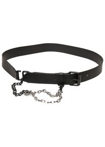Urban Classics Damen Hüftgürtel "Urban Classics Unisex Imitation Leather Belt With Metal Chain", schwarz, Gr. S, 100% Polyester, Gürtel