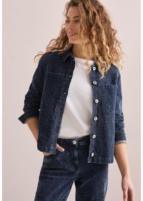 Cecil Damen Jeansjacke, blau, casual, Gr. XS, Strukturmuster, Denim/Jeans, Obermaterial: 98% Baumwolle, 2% Elasthan, Jacken, im Bouclé-Look
