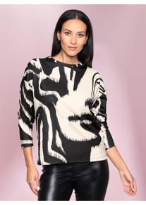 Heine Damen Sweatshirt, schwarz, Gr. 38, gemustert, animal-print, 50% Baumwolle, 50% Polyester, Sweatshirts