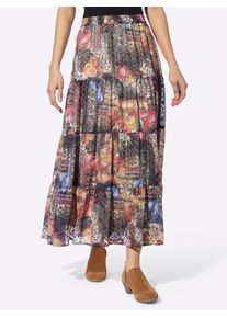 Heine Damen Maxirock, bunt, Gr. 42, gemustert, mehrfarbig, bedruckt, 100% Polyester, Röcke