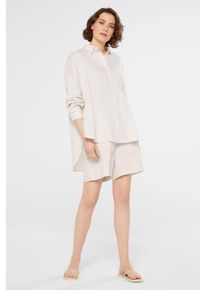 Damen Langarmbluse, beige, casual, Gr. L, SENSES.THE LABEL, unifarben, Material: 100% Leinen, Blusen, mit längerer Rückenpartie