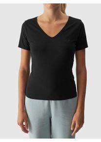 4F Damen T-Shirt, schwarz, sportlich, Gr. XXL, Obermaterial: 95% Baumwolle, 5% Elasthan, Shirts