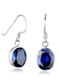 Elli Damen Paar Ohrhänger "Ohrhänger synthetischer Saphir 925 Silber", OneSize,mit Steinen, Silber 925 (Sterlingsilber), blau, Silber 925