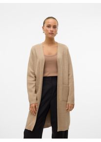 Véro Moda VERO MODA Damen Longstrickjacke "VMSABA LS POCKET COATIGAN GA NOOS", braun, modisch, Gr. XS, meliert, Strick, Obermaterial: 50% Viskose, 28%