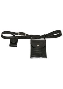 Urban Classics Damen Hüftgürtel "Urban Classics Unisex Croco Synthetic Leather Belt With Pouch", schwarz, Gr. L, 100% Polyester, Gürtel