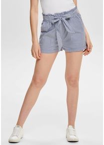 Only Damen Shorts "ONLSMILLA BELT SHORTS NOOS WVN", blau, modisch, Gr. XS, gestreift, Web, Obermaterial: 98% Baumwolle, 2% Elasthan, Hosen