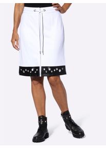 Inspirationen Damen Jerseyrock, weiß, Gr. 36, unifarben, 76% Polyester, 20% Viskose, 4% Elasthan, Röcke