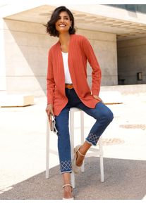 Classic Basics Damen Longstrickjacke, orange, Gr. 38, unifarben, 100% Polyacryl, Strickjacken