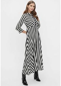 Y.A.S Damen Hemdblusenkleid "YASSAVANNA LONG SHIRT DRESS", schwarz-weiß, modisch, Gr. XS, gestreift, Web, Obermaterial: 100% Viskose, Kleider, mit
