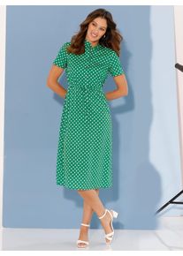 Classic Basics Damen A-Linien-Kleid "Kleid", grün, Gr. 48, gemustert, gepunktet, 100% Polyester, Kleider