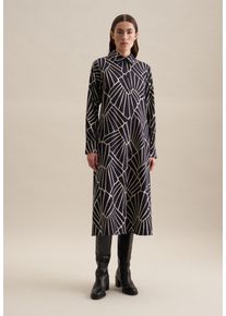 Seidensticker Damen Sommerkleid "Schwarze Rose", blau, Gr. 36, bedruckt, 100% Baumwolle, Kleider, Langarm Kragen Druck