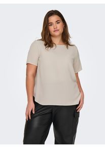 Only CARMAKOMA Damen Shirtbluse "CARVICA SS TOP WVN NOOS", gelb, casual, Gr. 46, unifarben, Single Jersey, Obermaterial: 97% Polyester, 3% Elasthan,