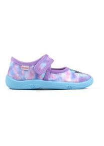Richter Kinder Hausschuh "WMS: mittel", Gr. 34, lila, Baumwolle, kontrastfarbene Details, klassisch, Schuhe, Klettschuh, Kindergarten Schuh mit süßem
