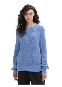 Damen Strickpullover, blau, modisch, Gr. M, Tom Tailor Denim, meliert, unifarben, Strick, Obermaterial: 50% Baumwolle, 50% Polyacryl, Pullover, mit