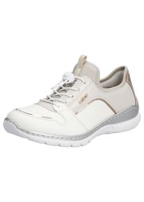 Rieker Damen Slip-On Sneaker, Gr. 36, beige, Textil, Lederimitat, metallic, sportlich, Schuhe, Slipper, Schlupfschuh, Freizeitschuh mit Gummizug und