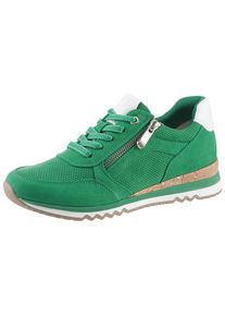 Marco Tozzi Damen Keilsneaker, Gr. 37, grün, Textil, Lederimitat, unifarben mit Farbeinsatz, Veloursleder, sportlich, Schuhe, Freizeitschuh,
