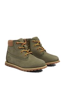 Timberland Damen Schnürboots "POKEY PINE MID LACE UP WITH ZIP BOOT", Gr. 22, grün, Leder, Synthetik, sportlich, Schuhe, Winterstiefel, Schnürstiefel,
