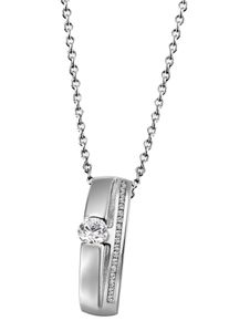 Firetti Damen Kette mit Anhänger "Schmuck Geschenk Silber 925 Halsschmuck Halskette Ankerkette Solitär", Silber 925 (Sterlingsilber), L: 45cm B: