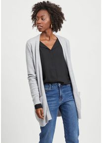 Vila Damen Cardigan "VIRIL OPEN L/S KNIT CARDIGAN - NOOS", grau, Basic, Gr. XXL, meliert, Feinstrick, Obermaterial: 50% Viskose, 27% Nylon, 23%