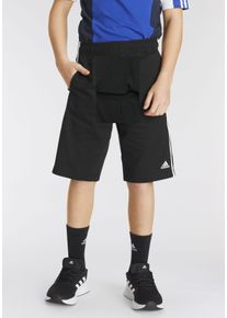 Kinder Shorts "ESSENTIALS 3-STREIFEN KNIT", schwarz-weiß, sportlich, Gr. 128, adidas Sportswear, clean, Obermaterial: 100% Baumwolle, Hosen
