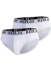 Replay Herren Slip "SLIP Basic Cuff Logo 2pcs Bo", Gr. XL, weiß, Jersey, Obermaterial: 95% Baumwolle, 5% Elasthan, unifarben, Unterhosen