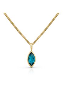 OROLINO Damen Kette mit Anhänger "Gold 585 mit Blautopas (beh.) London blue 42/45cm lang", 42/45cm, Gold, L: 45cm B: 6.0mm, gelb, Gold, B:6.0mm,