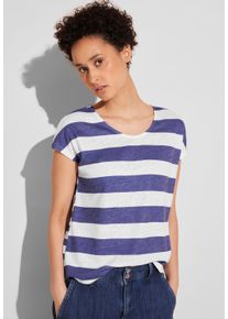 Street One Damen Shirttop, blau, casual, Gr. 38, gestreift, Jersey, Obermaterial: 80% Polyester, 20% Viskose, Tops, mit Streifenmuster