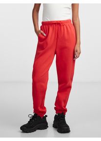 Pieces Damen Jogginghose "PCCHILLI HW SWEAT PANTS NOOS BC", rot, casual, Gr. L, unifarben, Web, Obermaterial: 50% Baumwolle, 50% Polyester, Hosen