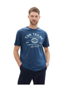Tom Tailor Herren T-Shirt, blau, casual, Gr. L, Single Jersey, Obermaterial: 100% Baumwolle, Shirts, mit großem Logofrontprint
