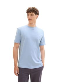 Herren T-Shirt "Crewneck", blau, casual, Gr. S, Tom Tailor Denim, Single Jersey, Obermaterial: 100% Baumwolle, Shirts, mit kleinem Logo-Print