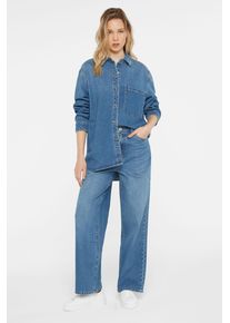 Damen Jeansbluse, blau, casual, Gr. XS, SENSES.THE LABEL, unifarben, Material: 99% Baumwolle, 1% Elasthan, Blusen, mit Brusttasche