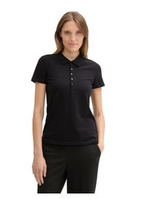 Tom Tailor Damen Poloshirt, schwarz, Gr. M, Jersey, Obermaterial: 95% Baumwolle, 5% Elasthan, Shirts