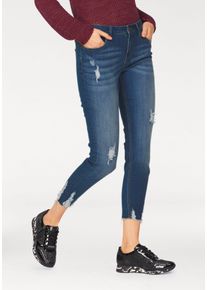 Aniston CASUAL Damen Skinny-fit-Jeans, blau, modisch, Gr. 36, Destroyed-Effekte, Abriebeffekte, Denim/Jeans, Web, Obermaterial: 79% Baumwolle, 19%