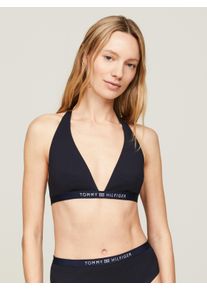 Damen Triangel-Bikini-Top "TRIANGLE FIXED RP", blau, casual, Gr. M, Tommy Hilfiger Swimwear, unifarben, Polyamid, Bikini-Oberteile, mit Logoschriftzug